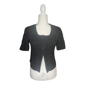 Y2K American Eagle Cable Knit Babydoll Sweater Cardigan